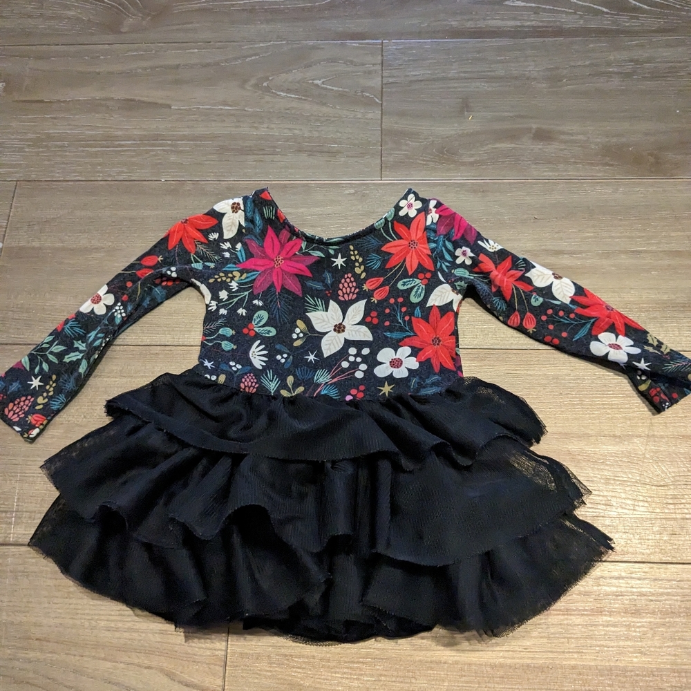 Little Sleepies Berry Merry tiered tutu dress 3-6 months